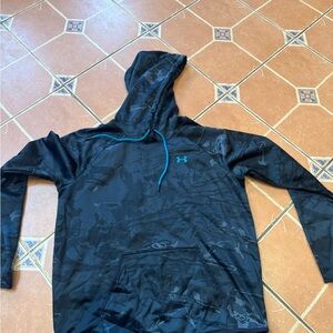 Under Armour Gray Camouflage Hoodie with Teal Accents